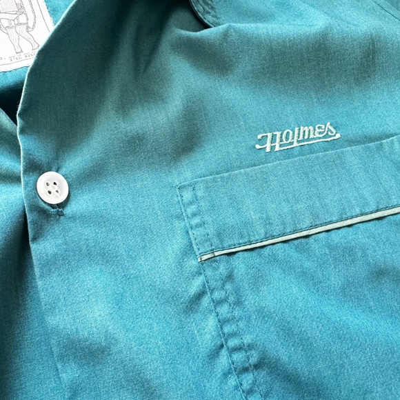 Silas and Maria Holmes Vintage S/S Bowling Shirt Size XL Teal 90s Skateboarding - Picture 8 of 10